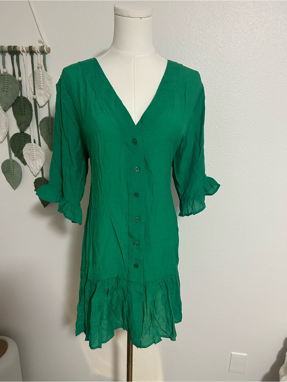 Cupshe Kelly Green Button-Front Swim Coverup Dress